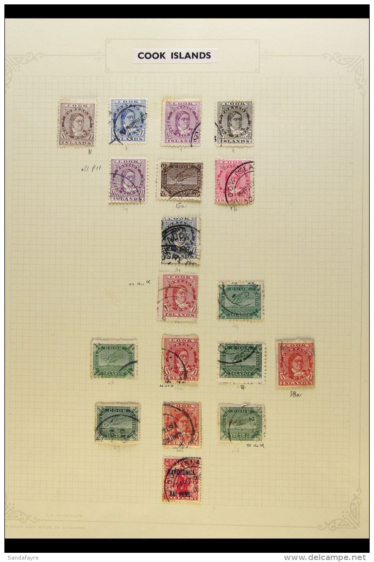 1893-1949 FINE USED COLLECTION On Leaves, Inc 1893-1900 Perf 12x11&frac12; To 5d And Perf 11 To 2&frac12;d, 1899... - Cookeilanden