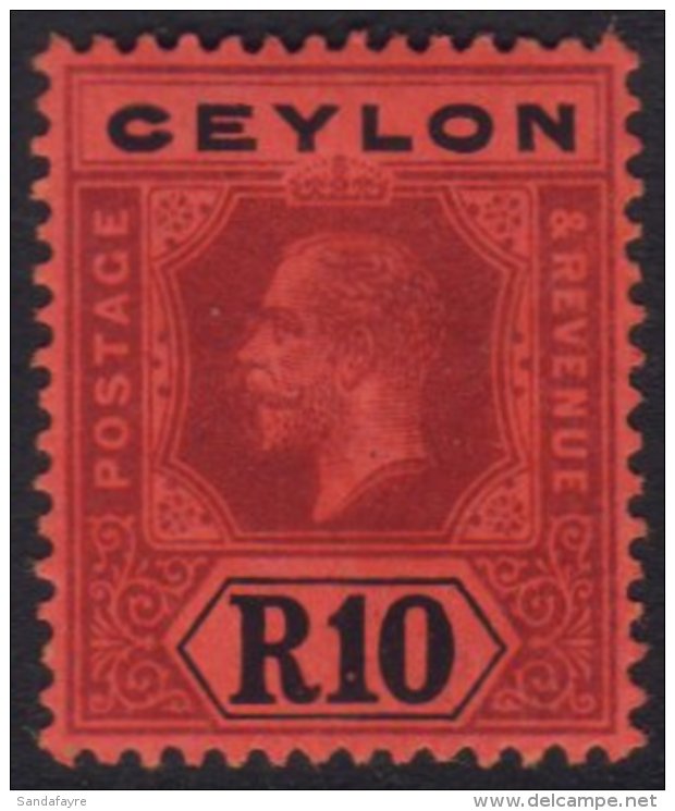 1912-25 10r Purple And Black On Red SG 318, Fine Mint.  For More Images, Please Visit... - Ceylon (...-1947)