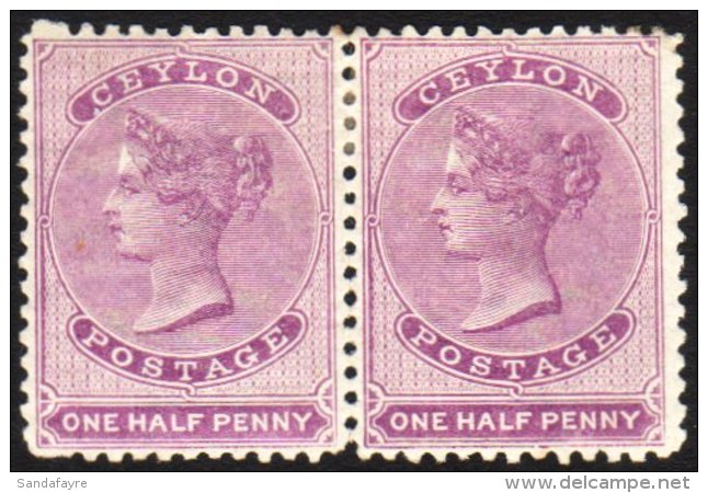 1863 &frac12;d Dull Mauve, Wmk CC, Perf 12?1, SG 48, Very Fine Mint Pair. For More Images, Please Visit... - Ceylan (...-1947)