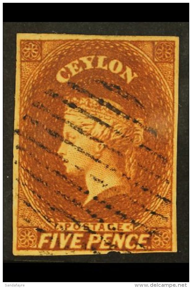 1857-59 5d Chestnut, SG 5, Very Fine Used With 4 Good Neat Margins. Lovely! For More Images, Please Visit... - Ceylan (...-1947)