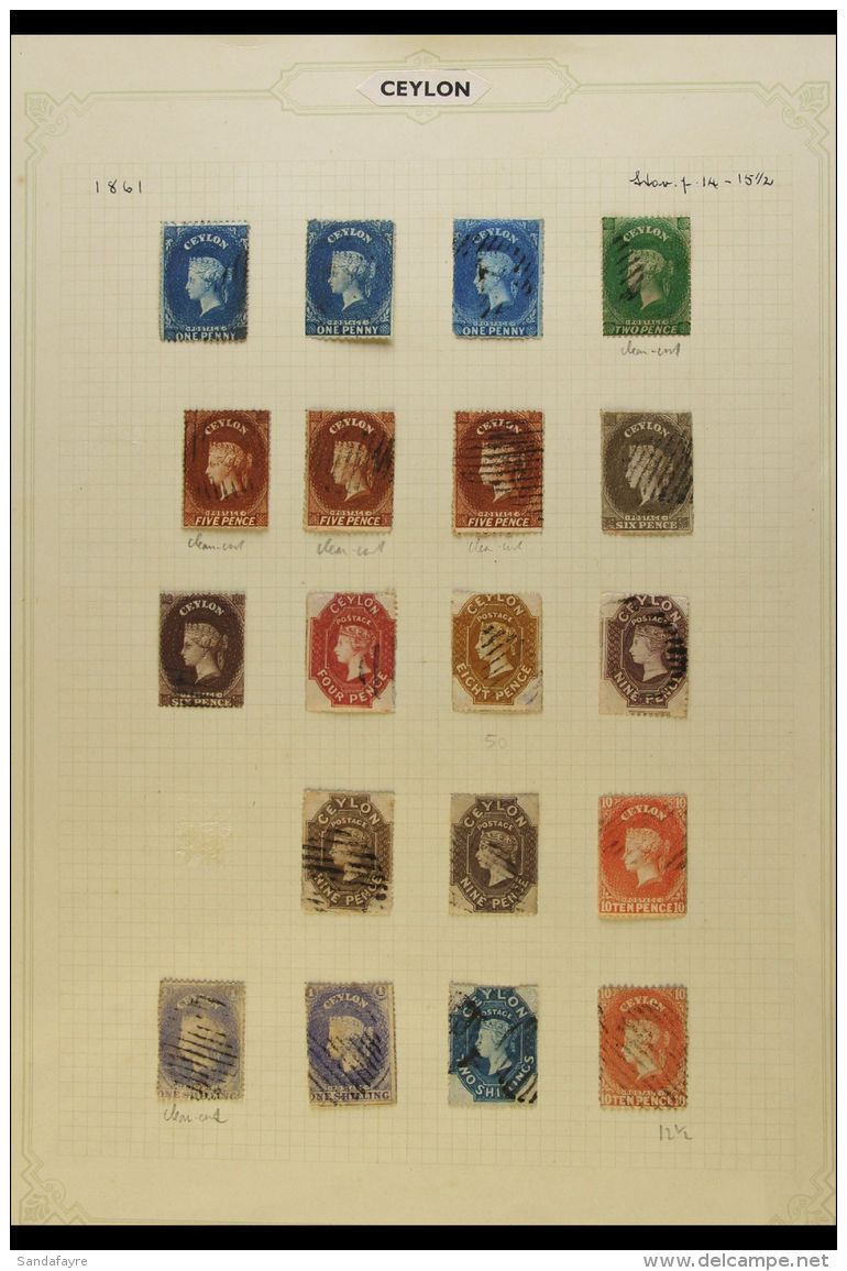 1857-1864 STAR &amp; NO WATERMARK USED SELECTION Presented On Album Pages. Includes 1857-64 &frac12;d Perf... - Ceylan (...-1947)