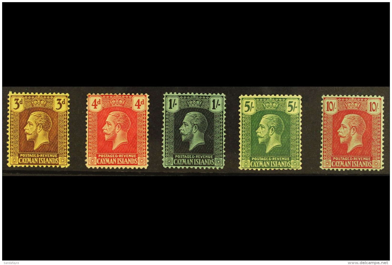 1921-26 Watermark Multi Crown CA Complete Set, SG 60/67, Fine Mint, The 10s Is Never Hinged. (5 Stamps) For More... - Kaimaninseln