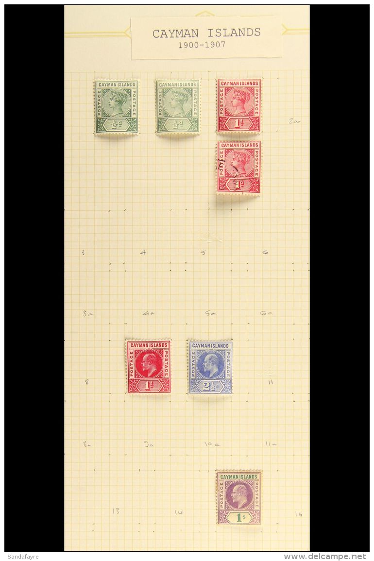 1900-1950 MINT &amp; USED COLLECTION On Leaves, Inc 1900 &frac12;d (x2) &amp; 1d Mint, 1905 1d &amp; 2&frac12;d... - Kaimaninseln