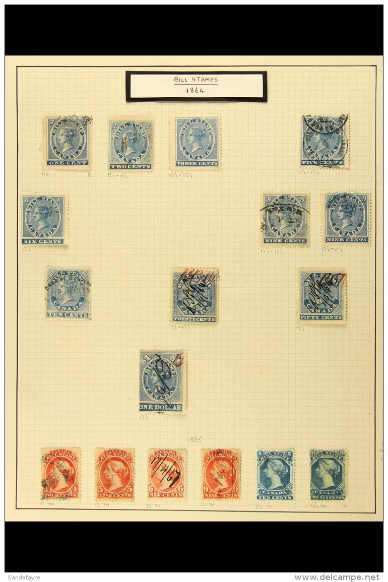 REVENUE STAMPS COLLECTION. 1864 TO 1947 Lovely Olde Tyme Collection On Leaves Begins With Bill Stamps 1864 Issue... - Other & Unclassified