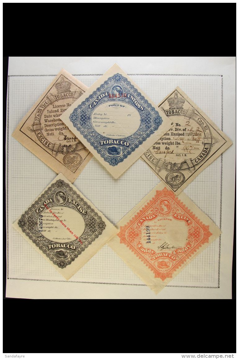 FEDERAL TOBACCO STAMPS - MANUFACTURED TOBACCO - LARGE STAMPS Chiefly 1864-1897 All Different Collection (just 3... - Autres & Non Classés