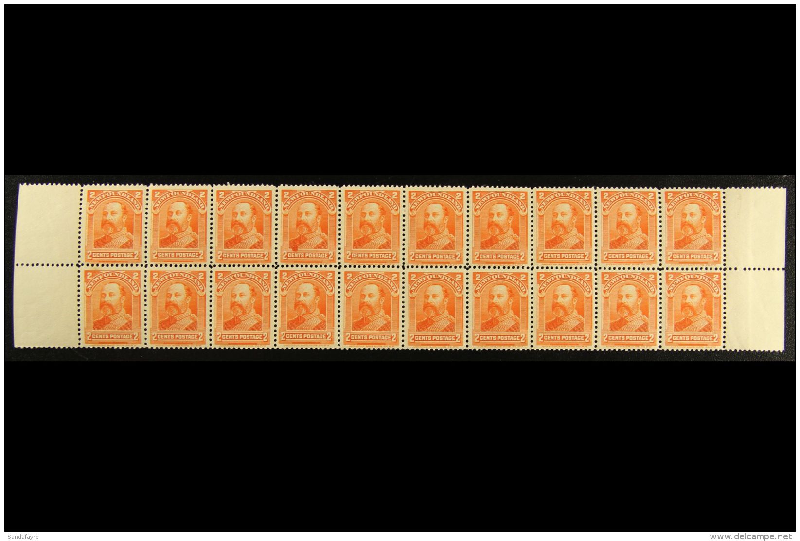 1897-1918 2c Orange, Block Of 20 In Two Complete Rows Across The Sheet With Margins At Left And Right, SG 86, Few... - Autres & Non Classés