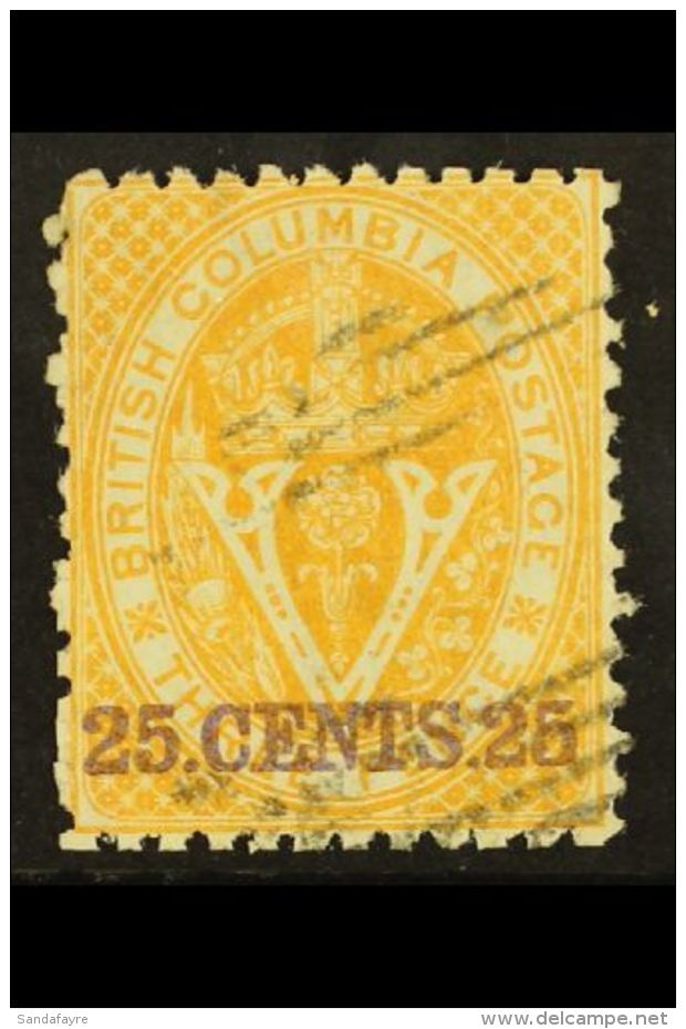 1868 - 71 25c Violet On Yellow, Perf 12&frac12;, SG 25, Very Fine Used. For More Images, Please Visit... - Autres & Non Classés