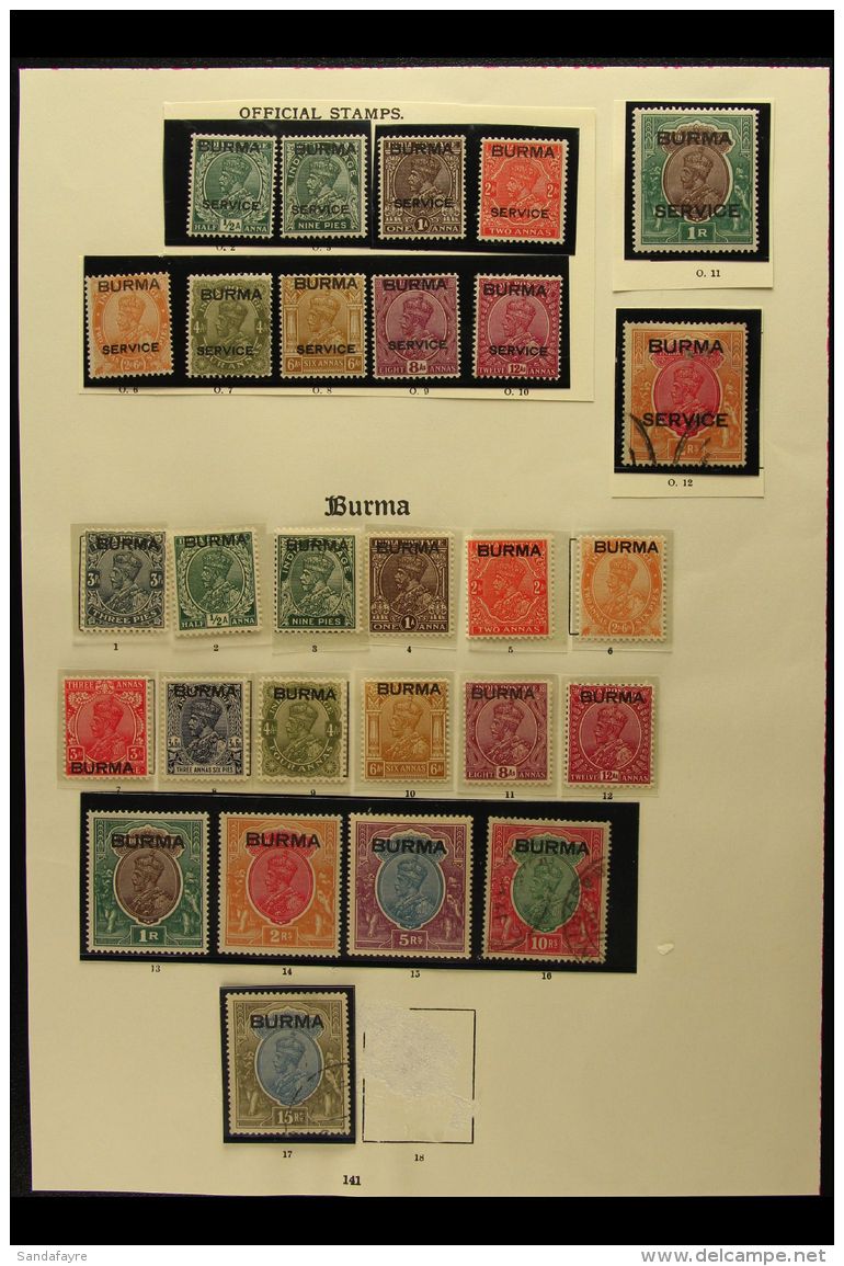 1937 COLLECTION In Hingeless Mounts On Pages, All Different Mint Or Used, Inc 1937 Opts Mint Set To 5r, Plus 10r... - Birma (...-1947)