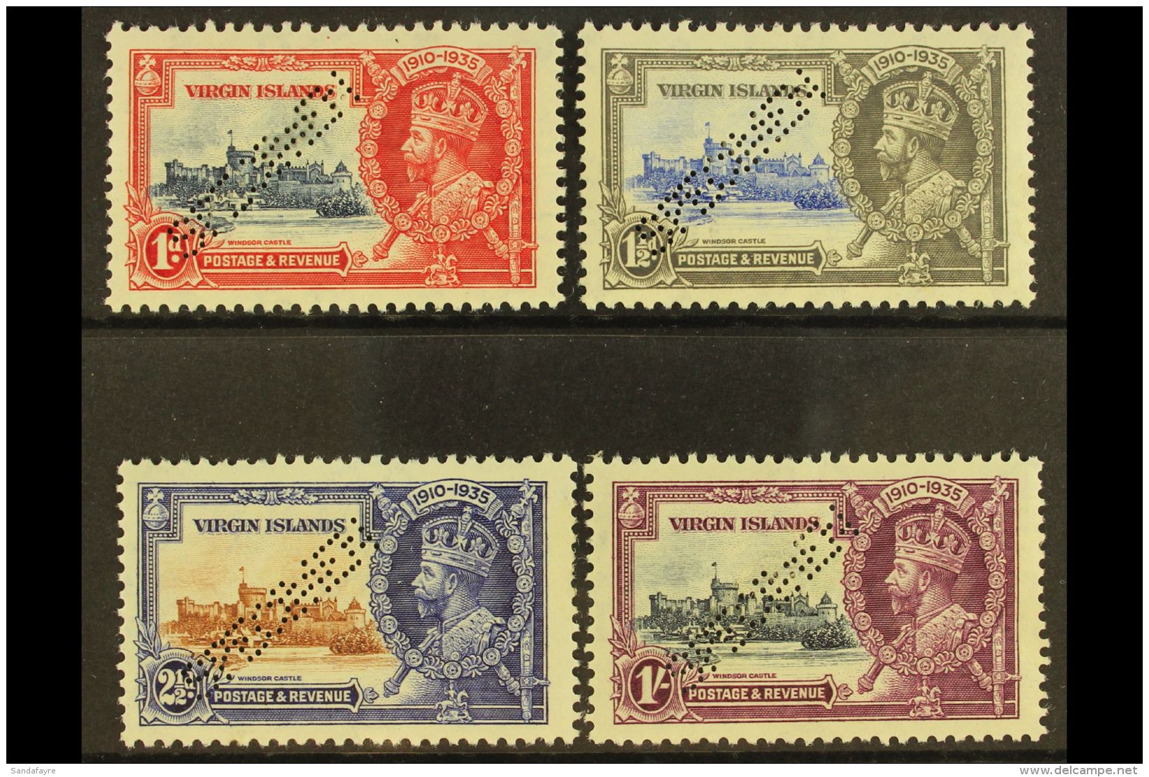 1935 Silver Jubilee Set Complete, Perforated "Specimen", SG 103s/106s, Very Fine Mint Large Part Og. (4 Stamps)... - Iles Vièrges Britanniques