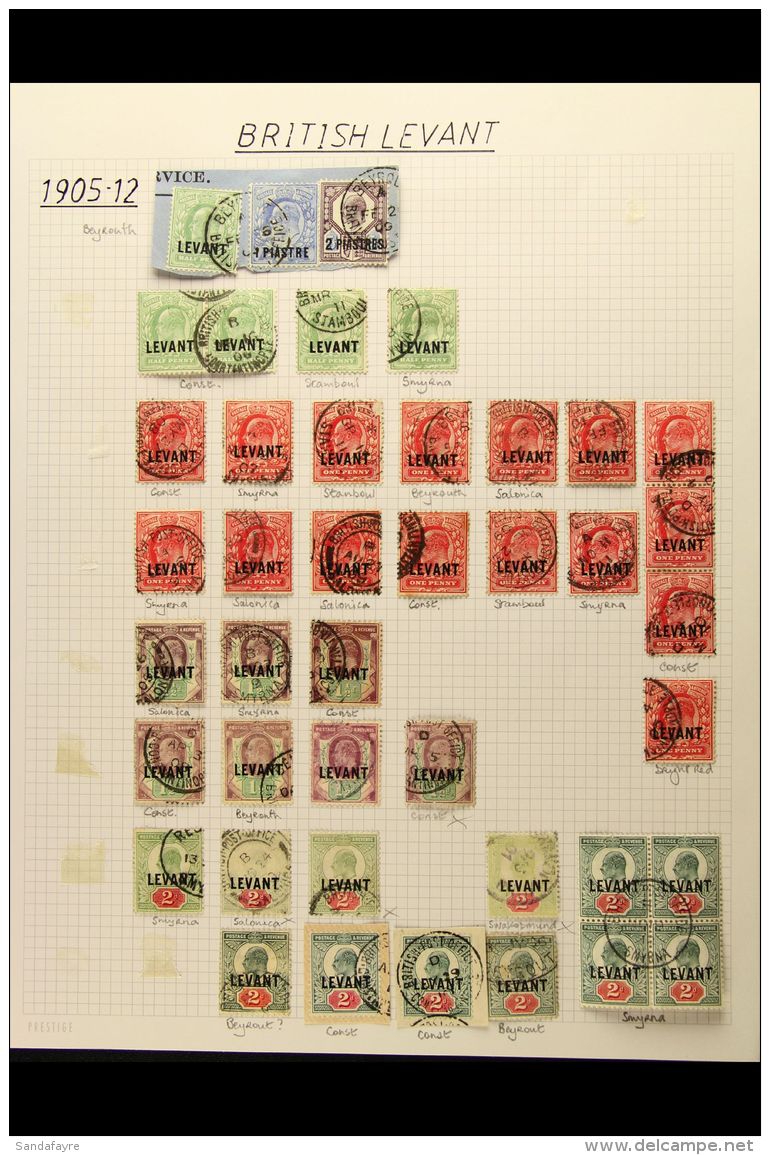 BRITISH CURRENCY 1905-13 USED SELECTION With Much POSTMARK Interest. Includes KEVII Range With Most Values To 1s... - Levant Britannique