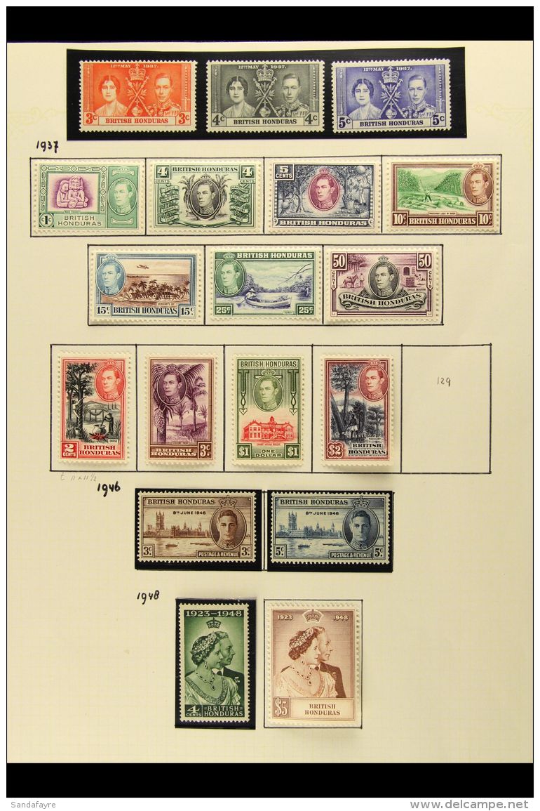 1937-52 FINE MINT COLLECTION On Album Pages, Highly Complete For Basic Issues With Only 1 Stamp Missing. Lovely... - Britisch-Honduras (...-1970)