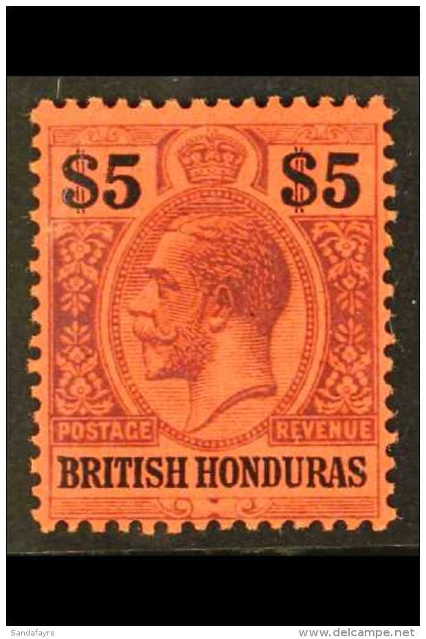 1913-21 $5 Purple &amp; Black/red, SG 110, Very Fine Mint For More Images, Please Visit... - Brits-Honduras (...-1970)
