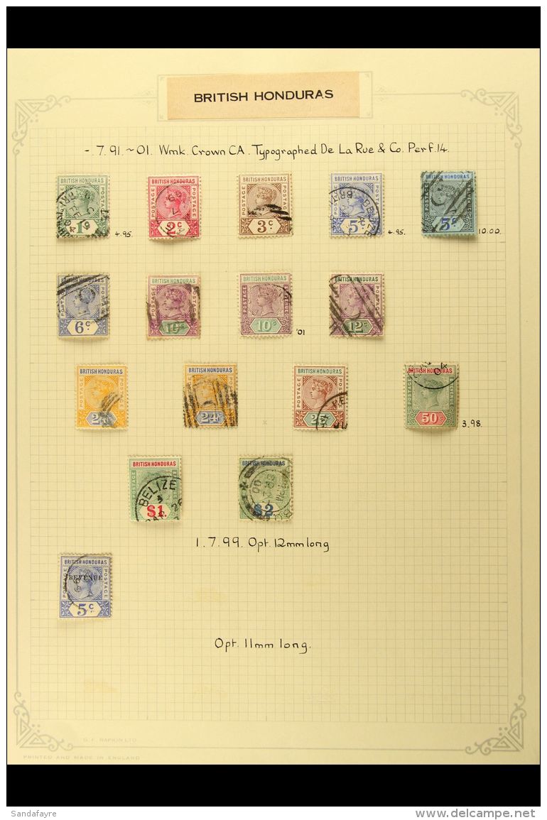 1891-1901 1c To $2 Complete Values, Wmk Crown CA, With Both 10c Colours And 24c Shades, SG 51/64, 60a, 66, Good To... - Brits-Honduras (...-1970)