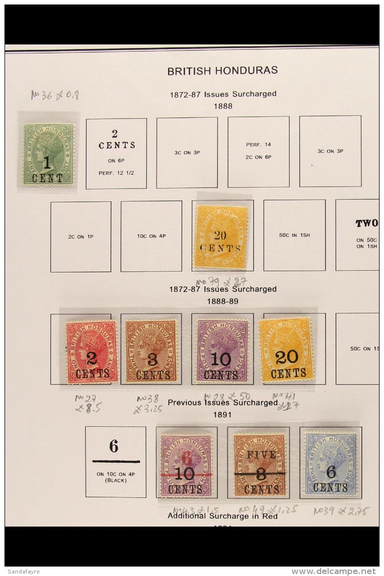 1888-1949 A Small But Useful Mint Collection On Pages, Incl. 1888 20c On 6d, 1888-89 10c On 4d And 20c On 6d,... - Honduras Britannique (...-1970)