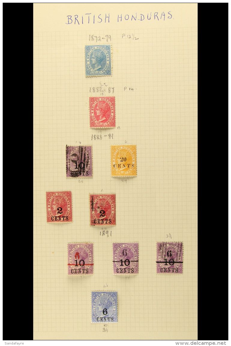 1872-1953 FINE MINT &amp; USED COLLECTION On Leaves, Inc 1872-79 1d Unused, 1882-87 1d Mint, 1888 20c On 6c Mint,... - Honduras Britannique (...-1970)