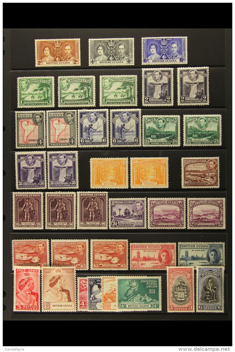 1937-52 VERY FINE MINT KGVI COLLECTION On A Stock Page. Includes 1937 Coronation, 1938-52 Complete Set Plus Most... - Britisch-Guayana (...-1966)