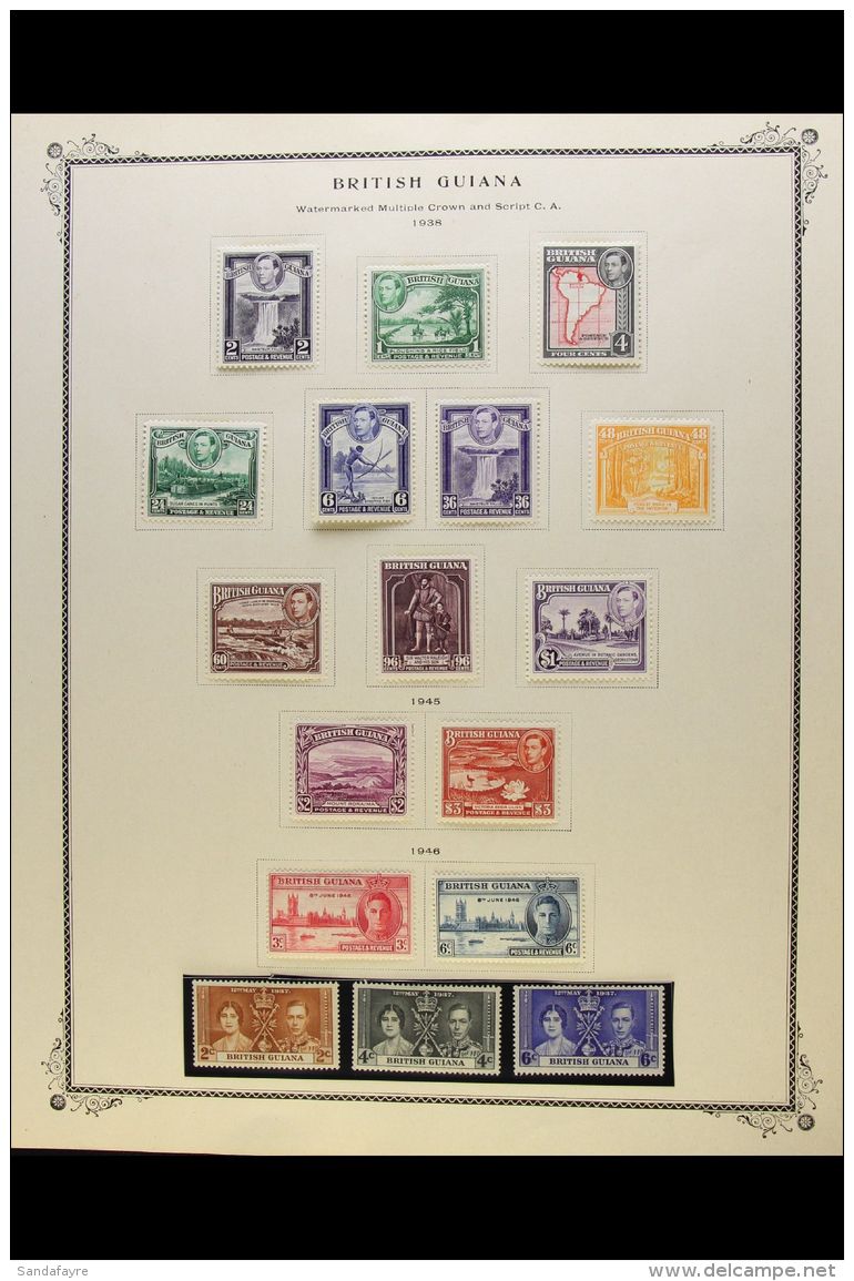 1937-52 COMPLETE KGVI Very Fine Mint Collection Inc Dues Presented On A Trio Of Printed Album Pages. SG 305/329... - Guyane Britannique (...-1966)