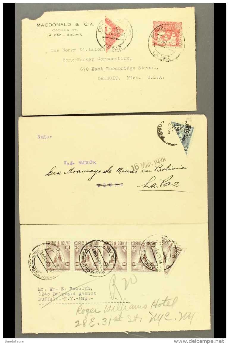 1938-1941 BISECTS ON COVERS GROUP An Unusual Collection Of Commercial Covers &amp; Wrappers Bearing Various... - Bolivie