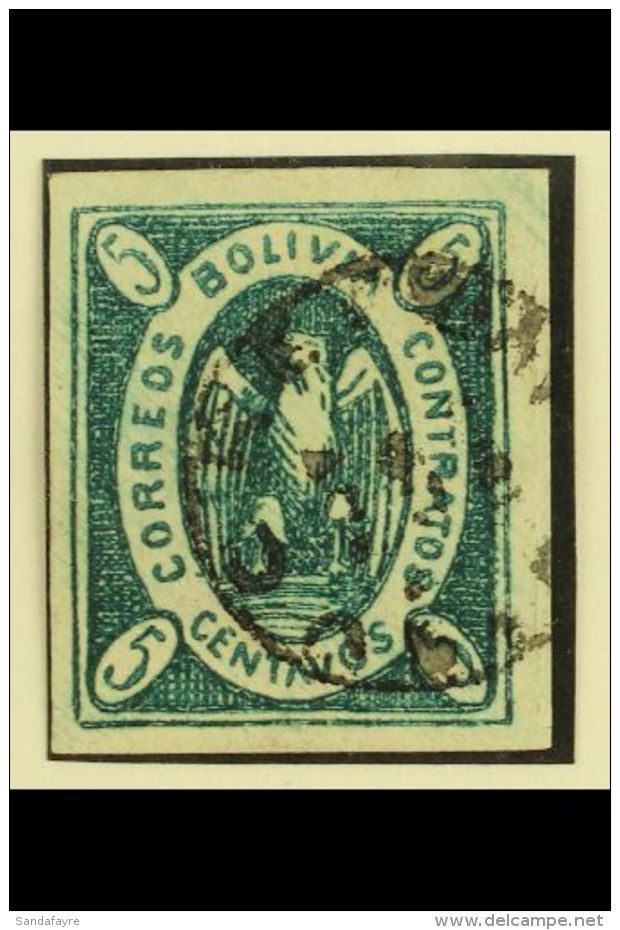 1867-68 5c Green Condor From Plate 7 (position 9) Superb Used Example With 4 Large Margins. Identified By Peter... - Bolivie