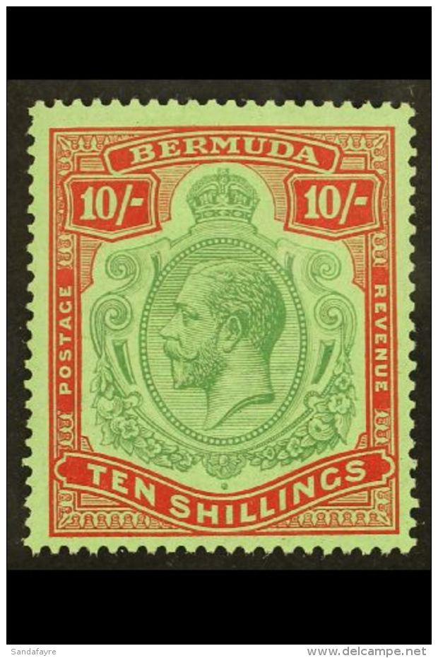 1924-32 10s Green And Red On Pale Emerald SG 92, Lightly Hinged Mint. For More Images, Please Visit... - Bermuda