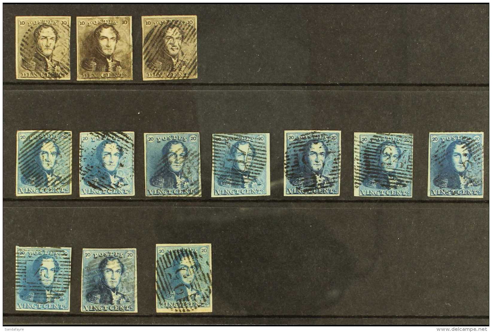 1849 Fine Used Selection Of "Epaulletes" With 10c Brown Shades (3), 20c Blue Shades (10). All Fine 4 Margined With... - Andere & Zonder Classificatie