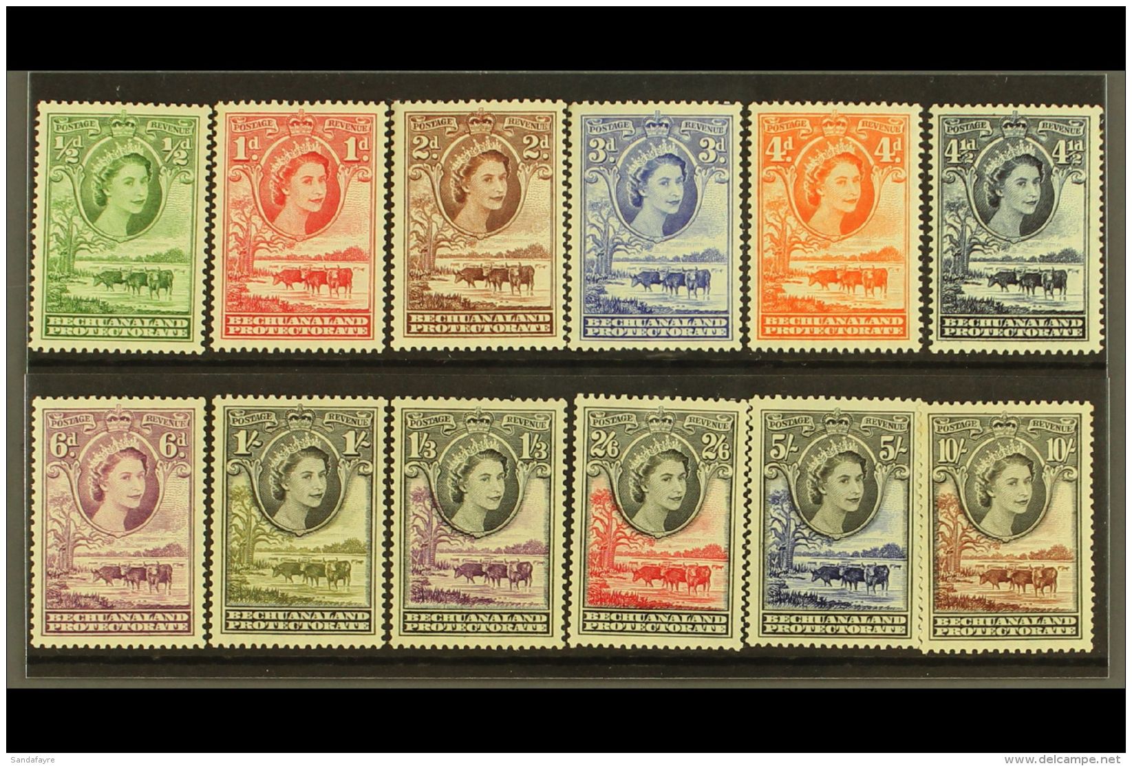 1955-58 "Baobab Tree And Cattle" Definitives Complete Set, SG 143/53, Very Fine Never Hinged Mint. (12 Stamps) For... - Autres & Non Classés