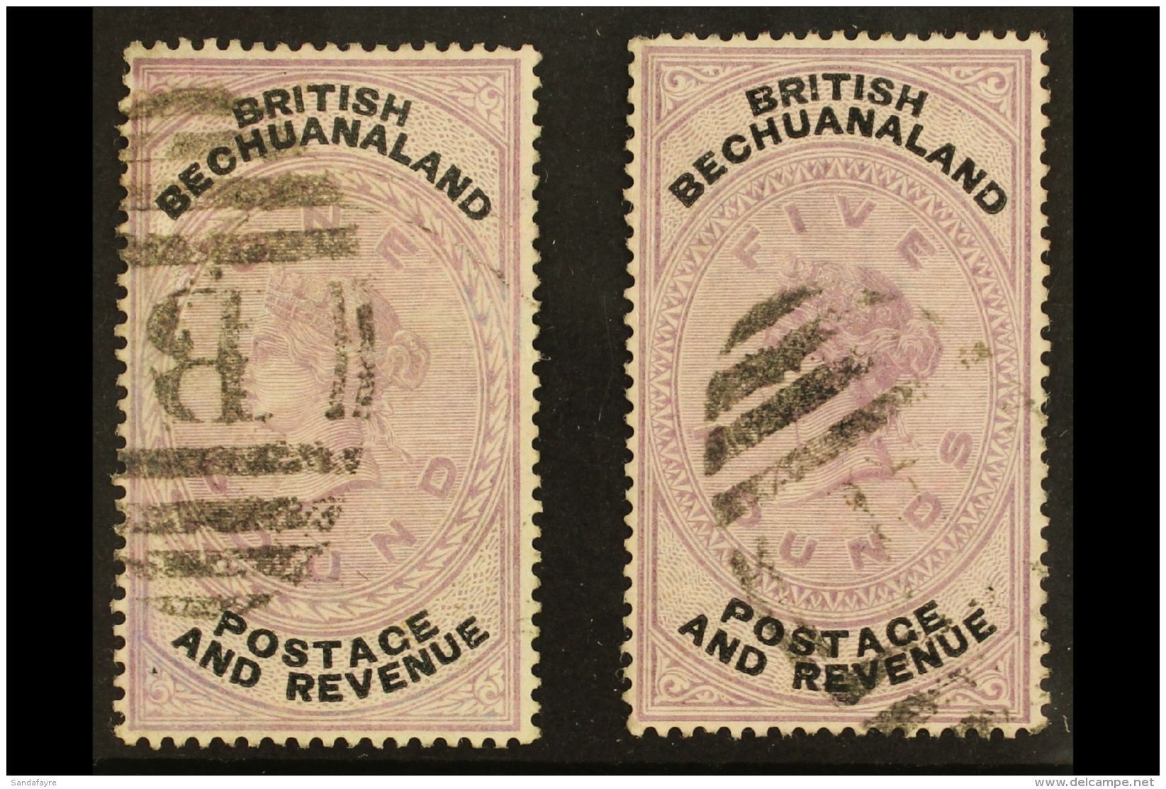 1888 &pound;1 Lilac &amp; Black And &pound;5 Lilac &amp; Black, SG 20/21, Used, Possibly Cleaned. Nice Lookers! (2... - Andere & Zonder Classificatie