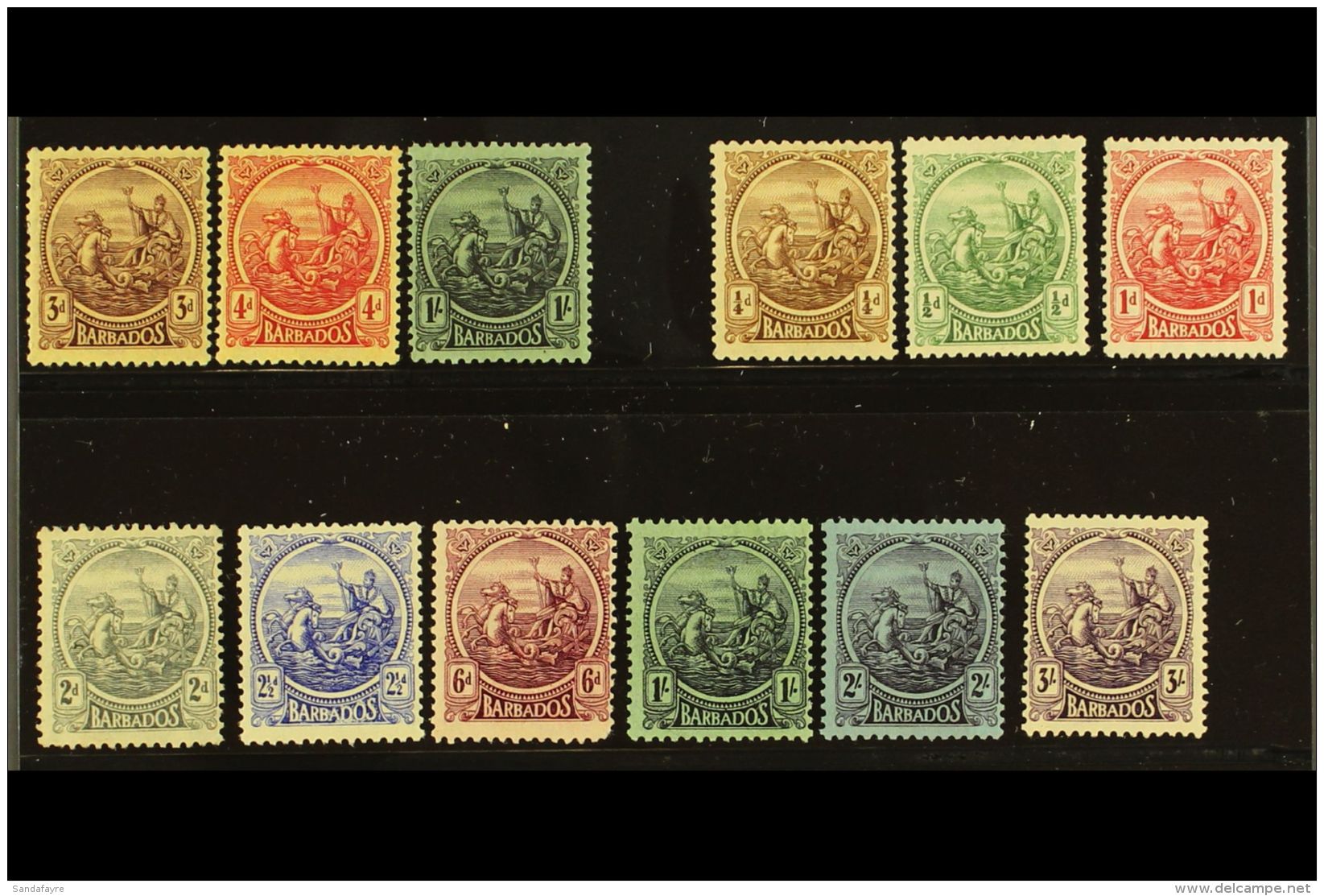 1921-24 Complete Set, SG 213/28, Fine Mint, Very Fresh. (12 Stamps) For More Images, Please Visit... - Barbados (...-1966)