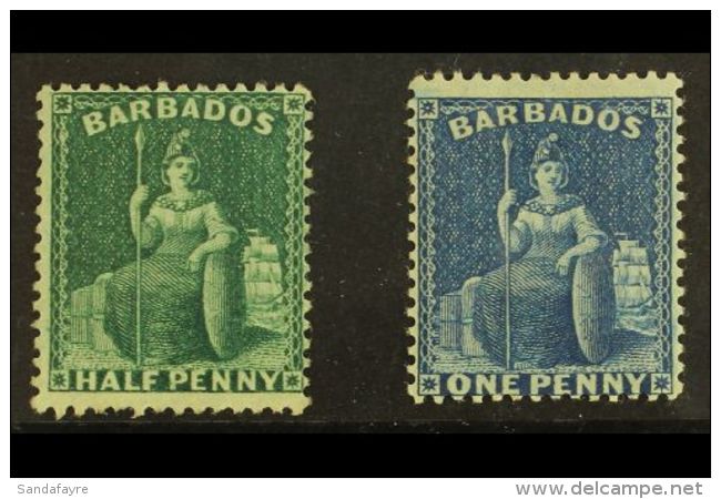 1874 Large Star Watermark, Perf 14 Set, SG 65/66, Fine Mint (2 Stamps) For More Images, Please Visit... - Barbados (...-1966)