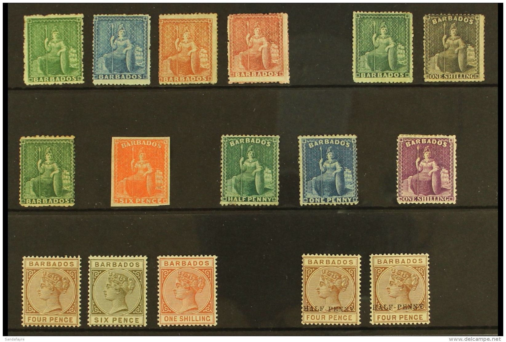 1861-92 MINT SELECTION On A Stock Card. Includes 1861-70 "Britannia" (no Wmk) &frac12;d, 1d And 4d (2 Different... - Barbades (...-1966)