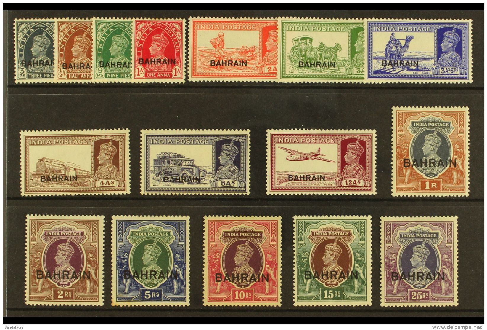 1938 Geo VI Set Complete, SG 20/37, 5r Tones Otherwise Very Fine And Fresh Mint. Scarce Set. (16 Stamps) For More... - Bahreïn (...-1965)
