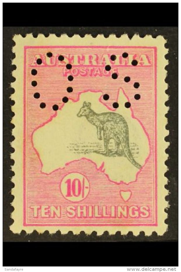 OFFICIAL 1915-28 10s Grey &amp; Pink Roo Punctured "OS", SG O51, Very Fine Mint, Lovely Fresh Colour, An... - Other & Unclassified