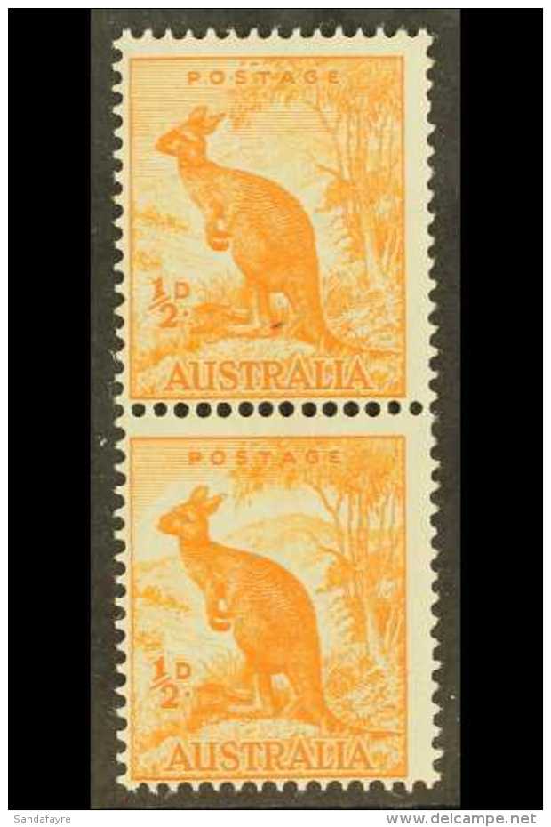 1948-56 &frac12;d Orange Vertical COIL PAIR With SKY RETOUCH Variety, SG 228cb, Fine Never Hinged Mint, Very Fresh... - Autres & Non Classés