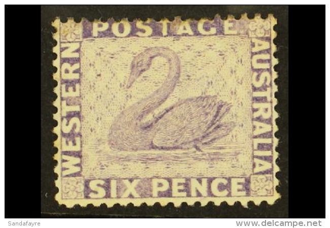 WESTERN AUSTRALIA 1864-79 6d Violet WATERMARK SIDEWAYS, SG 57b, Very Fine Mint, Lightly Hinged. For More Images,... - Andere & Zonder Classificatie