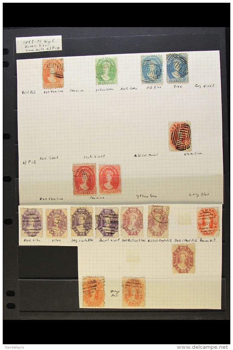 TASMANIA 1863-91 PERF CHALONS Collection, Chiefly Used With A Big Range Of Identified Shades, Includes 1863-71... - Andere & Zonder Classificatie