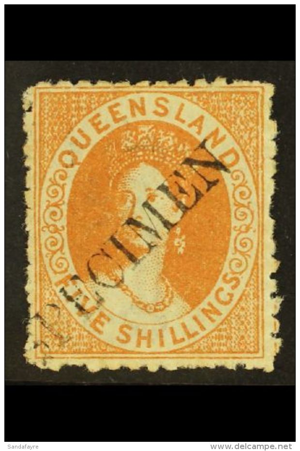 QUEENSLAND 1880 5s Orange-brown, Wmk "Q" &amp; Crown, Perf.12 (listed As Yellow-ochre In SG), Overprinted... - Andere & Zonder Classificatie