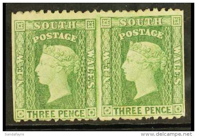 NEW SOUTH WALES 1882 3d Yellow, Perf 11, Variety "horizontal Pair, IMPERF VERTICALLY", SG 226da, Wmk Inverted,... - Andere & Zonder Classificatie