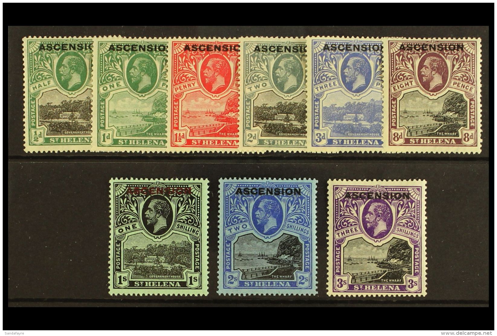 1922 Ascension Ovpt Set Complete, SG 1/9, Very Fine And Fresh Mint. (9 Stamps) For More Images, Please Visit... - Ascension (Ile De L')
