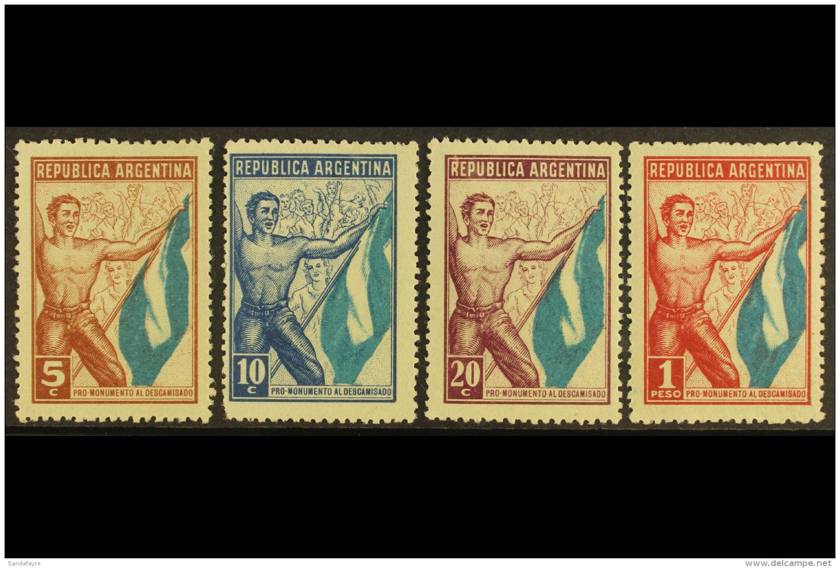 1952 ESSAYS To Commemorate The "Shirtless Ones". 5c, 10c, 20c And 1p, Inscribed "PRO-MONUMENTO AL DESCAMISADO",... - Sonstige & Ohne Zuordnung