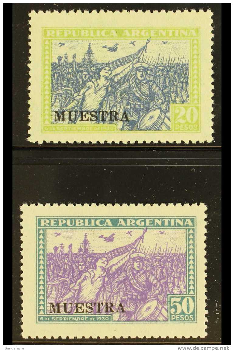1930 20p Blue &amp; Yellow-green And 50p Violet &amp; Blue-green Revolution Two Top Values With "MUESTRA"... - Sonstige & Ohne Zuordnung