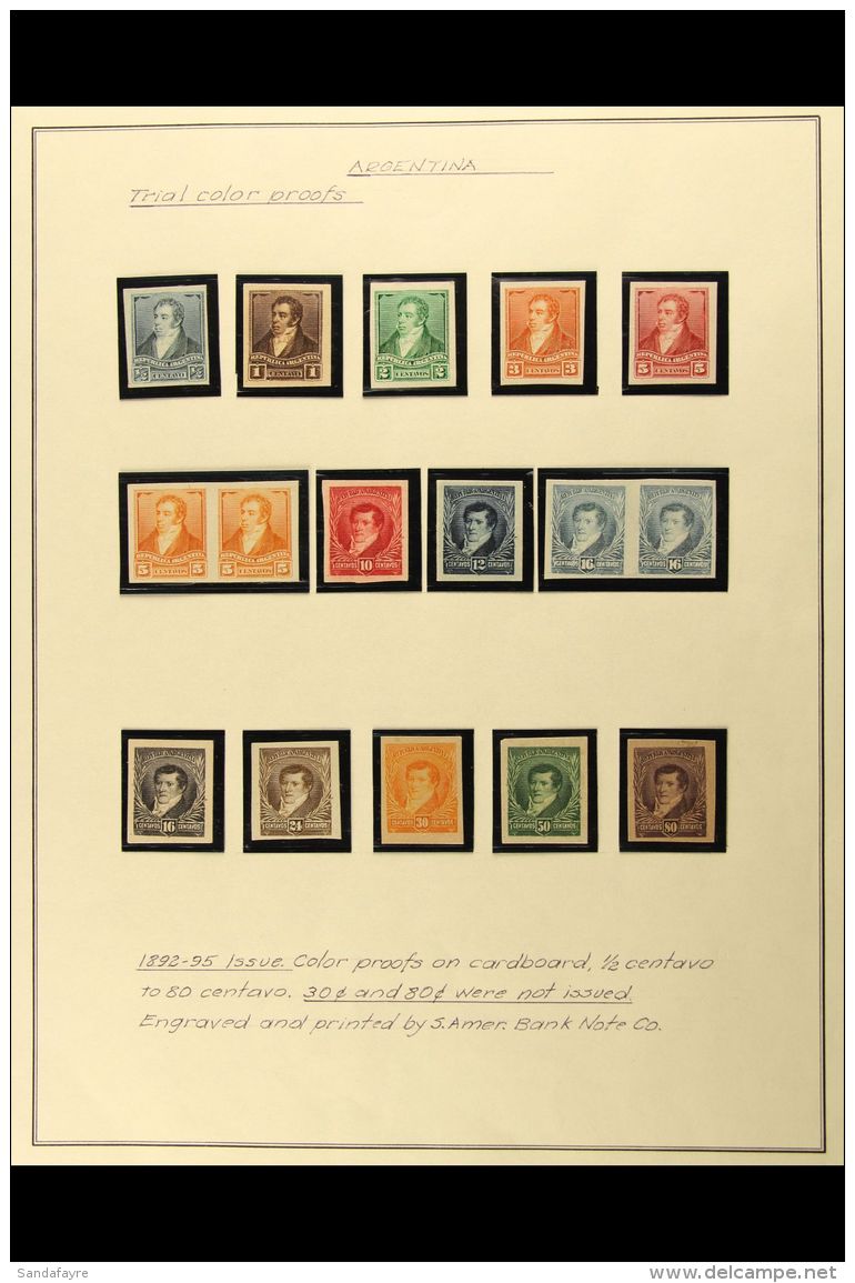 1892-98 PROOFS AND POSTAL STATIONERY COLLECTION An Attractive Collection Of The 1892-98 Rivadavia, Belgrano, And... - Autres & Non Classés