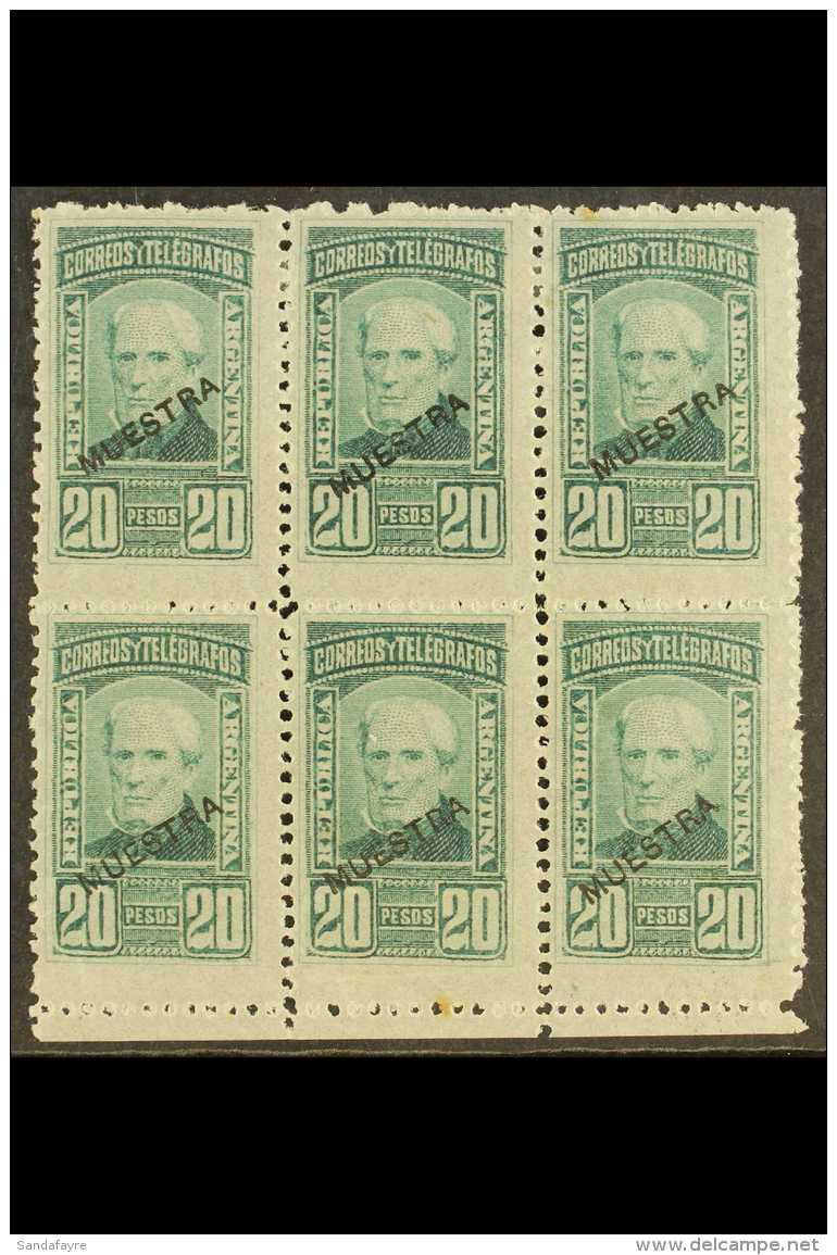 1891 20p Green Admiral Brown, Sc 88, Superb Marginal Mint Block Overprinted "Muestra" (specimen) In Black (6... - Sonstige & Ohne Zuordnung