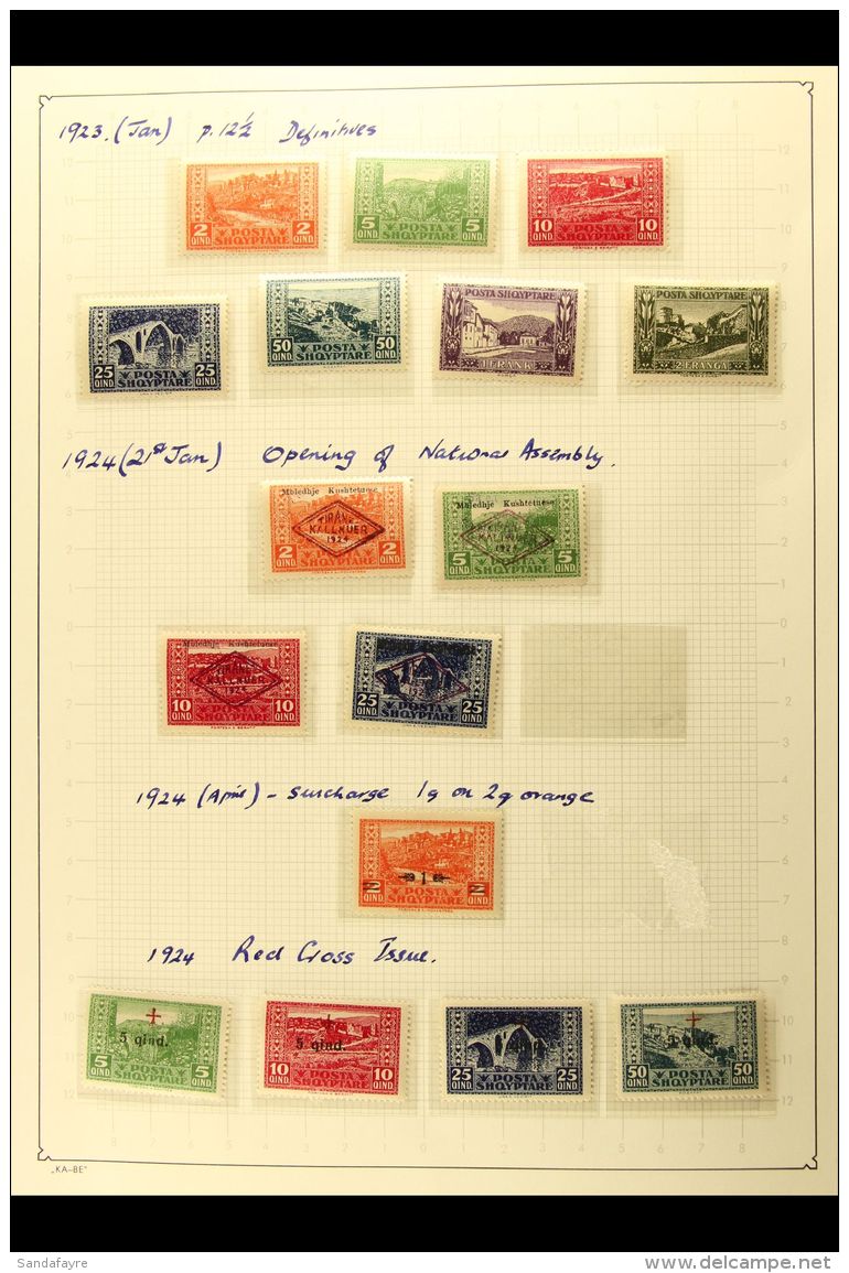 1922-1940 FINE MINT COLLECTION In Hingeless Mounts On Leaves, ALL DIFFERENT, Inc 1924 Assembly Set To 25q &amp;... - Albanië