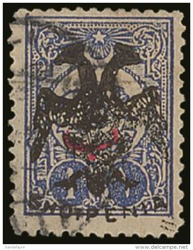 1913 1pi Bright Blue, Plate 2, Ovptd "Beihe" In Red Of Turkey Ovptd  Albanian "Eagle" In Black, SG 14, Very Fine... - Albanien