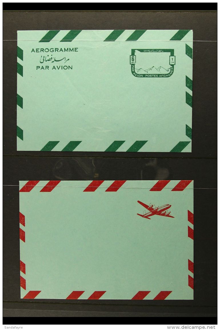 AEROGRAMME 1964 6a Red &amp; Green PROOF PAIR Of The Red Only (no Frame Or Inscriptions) AND Green Only (no Plane... - Afghanistan