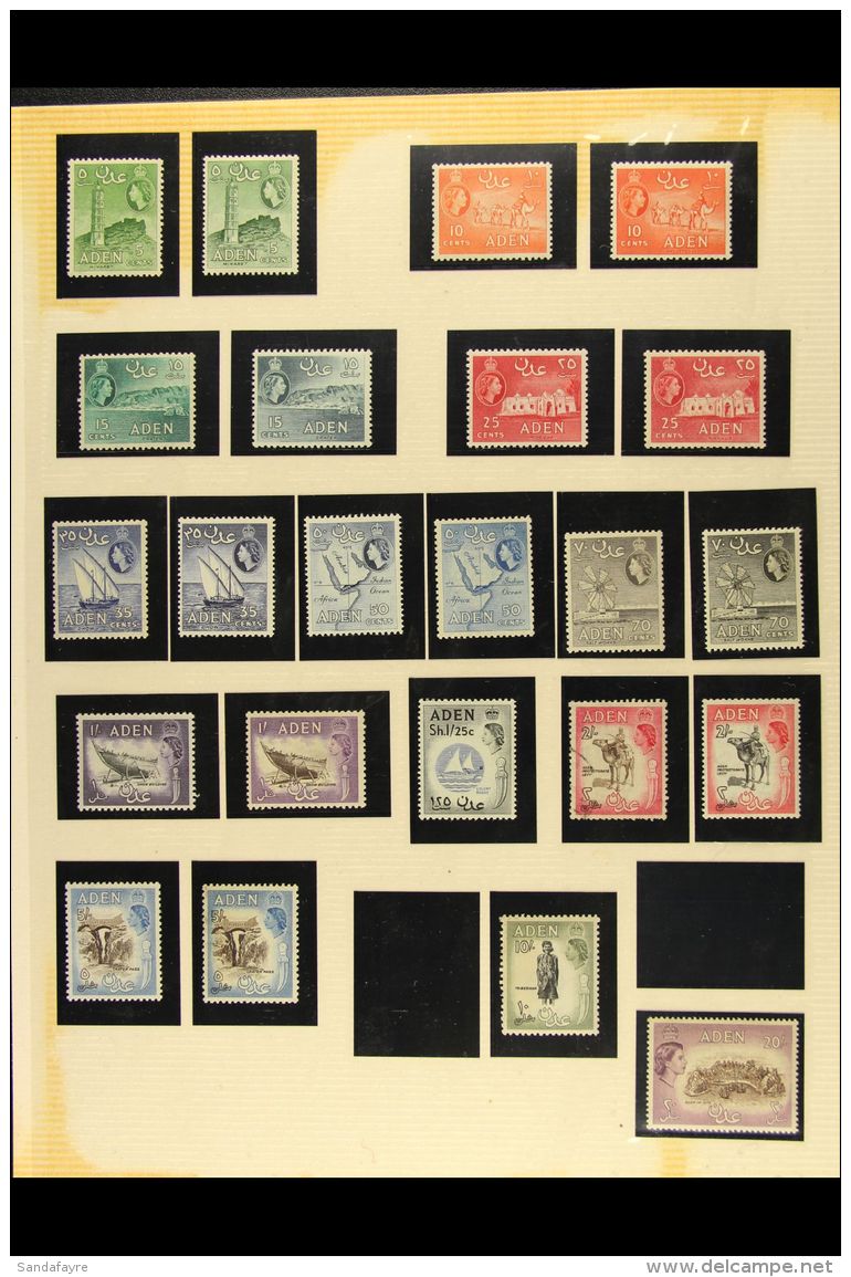 COUNTRY &amp; STATES COLLECTION 1942-67 Mixed Mint &amp; Used On Various Pages. Inc Aden 1953-63 QE II All Values... - Aden (1854-1963)