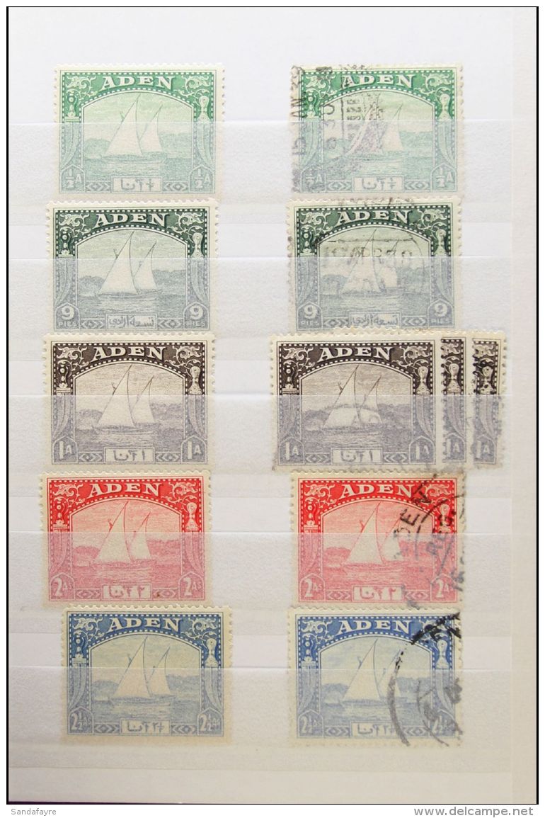 1937-1965 FINE RANGES IN A SMALL STOCKBOOK Mint (much Never Hinged) And Used. Note 1937 Dhow Set To 1R Mint, And... - Aden (1854-1963)