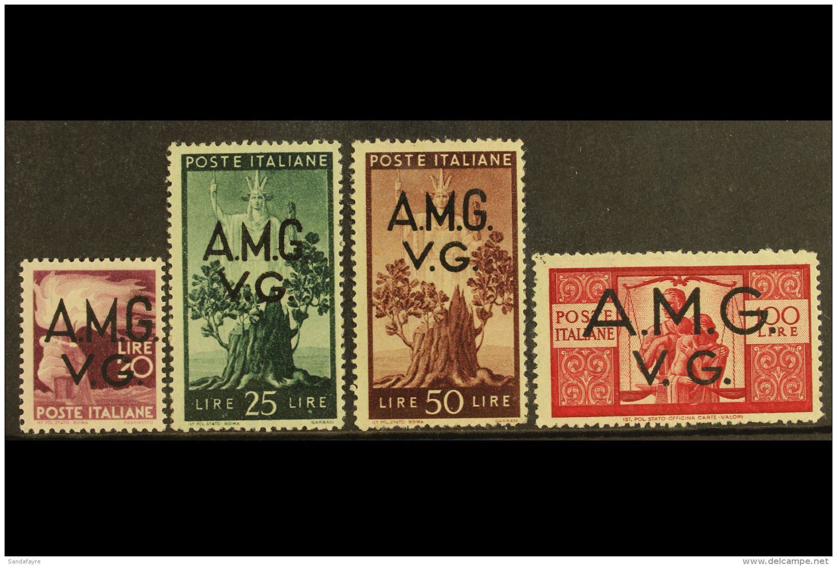 WWII AMG - VENEZIA GIULIA 1945-47 20L, 25L, 50L And 100L, Overprinted, Sass 18/21, Fine To Very Fine Never Hinged... - Ohne Zuordnung