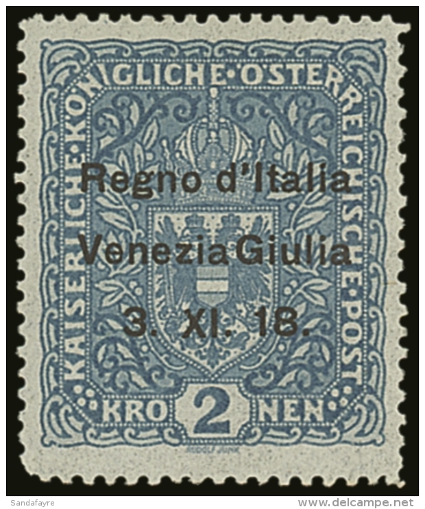 WWI - ITALY VENEZIA GIULIA - 1918 2kr Blue Of Austria Overprinted "Regno D'Italia", Sass 15, Superb Mint. Lovely... - Non Classés