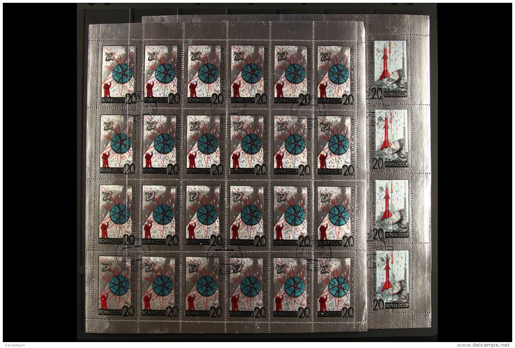 SPACE 1965 Russia National Cosmonauts Day Foil Set, Mi 3042/3, As Complete Sheets Of 24 Stamps With Margins All... - Zonder Classificatie